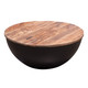 Salem Table in Mango Wood / Black Metal Drum, 28 in. W x 28 in. D x 13 in. H