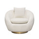 Celine Swivel Chair, Light Cream Velvet / Brushed Gold, 39 x 35 x 32 Inches