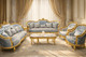 Luxury Blue & Gold Royal Living Room Furniture Set