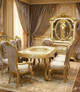 Royal Oval Gold & Taupe Dining Set – 6-Seater Hand-Carved Baroque Masterpiece with Medallion Inlay