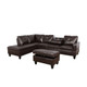 Brown 3-Piece Semi-PU Synthetic Leather Sectional with Left-Facing Chaise