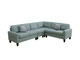 Pale Green 4-Piece Massa Flannel Modular Corner Sectional Sofa with Corner Wedge