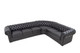 Black Leather Chesterfield Corner Sectional Sofa with Right-Facing Return