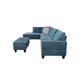 Blue 3-Piece Linen Upholstered Sectional with Left-Facing Chaise Vibration