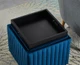 Navy Velvet Storage Ottoman Cube with Reversible Tray and Channel Tufting