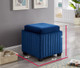 Navy Velvet Storage Ottoman Cube with Reversible Tray and Channel Tufting