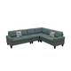 Dendrobium Green 4-Piece Calico Modular Corner Sectional Sofa with Armless Chair