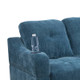 Blue 3-Piece Flannel-Leather Sectional with Right-Facing Chaise Storage Ottoman