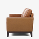 Camel Brown Top-Grain Leather Loveseat with Track Arms and Tapered Wood Legs