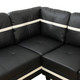 Black and White 3-Piece Semi-PU Synthetic Leather Sectional with Right-Facing