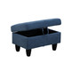 Blue Linen Lift-Top Sectional Storage Ottoman with Tufted Cushion and Tapered