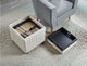 Beige Velvet Storage Ottoman Cube with Reversible Tray and Channel Tufting