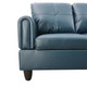 Denim Blue 3-Piece Faux Leather Sectional Sofa with Right-Facing Chaise