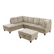 Gray White 3-Piece Pineapple Fabric Sectional Sofa with Left-Facing Chaise