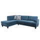 Blue Linen 3-Piece Sectional with Left-Facing Chaise Vibration Massage Seat
