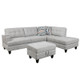 Gray White Linen 3-Piece Sectional with Right-Facing Chaise Vibration Massage