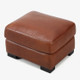 Chestnut Brown Top-Grain Leather Square Ottoman with Padded Cushion and Loveseat