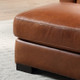 Chestnut Brown Top-Grain Leather Square Ottoman with Padded Cushion and Loveseat
