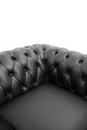Black Leather Loveseat with Padded Back and Arms and Supportive Seat Cushioning