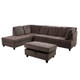 Espresso 3-Piece Pineapple Velvet Sectional Sofa with Left-Facing Chaise