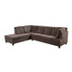 Espresso 3-Piece Pineapple Velvet Sectional Sofa with Left-Facing Chaise
