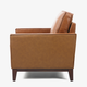 Camel Brown Top-Grain Leather Armchair with Matching Ottoman Track Arms and Wood