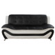 Black and White Faux Leather 3-Piece Living Room Set with Sofa Loveseat