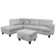 Gray White Linen 3-Piece Sectional with Left-Facing Chaise Vibration Massage