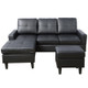 Black Semi-PU Synthetic Leather 3-Piece Living Room Set with Sofa Loveseat