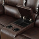 Brown 2-Piece Faux Leather Reclining Sectional with Right-Facing Chaise and Cup