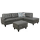 Dark Gray Semi-PU Synthetic Leather 3-Piece Sectional with Right-Facing Chaise