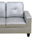Silver 3-Piece Semi-PU Synthetic Leather Sectional Sofa with Left-Facing Chaise