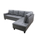 Dark Gray 3-Piece Faux Leather Sectional Sofa with Right-Facing Chaise