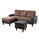 Brown Chocolate Faux Leather and PVC 3-Piece Living Room Set with Sofa Loveseat