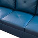 Deep Blue 3-Piece Faux Leather Sectional Sofa with Left-Facing Chaise and Seats