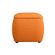 Orange Cat-Scratch Leather Square Low Ottoman with Diamond Quilting and Supports