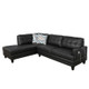 Black Gray Semi-PU Synthetic Leather 3-Piece Sectional with Left-Facing Chaise