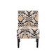 Black Gold and Gray Botanical Print Armless Accent Chair with Wood Legs