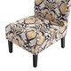 Black Gold and Gray Botanical Print Armless Accent Chair with Wood Legs
