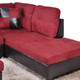 Red 3-Piece Flannel and PVC Sectional Sofa with Right-Facing Chaise and Lift-Top