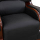 Black 3-Piece Cow Leather Living Room Set with Wood-Tone Arm Trim and Stitching