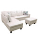 Pearl White 3-Piece Faux Leather Sectional Sofa with Left-Facing Chaise