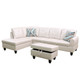 Pearl White 3-Piece Faux Leather Sectional Sofa with Left-Facing Chaise