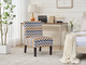 Gray Gold and White Chevron Print Armless Accent Chair with Wood Legs and Design