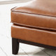 Camel Brown Top-Grain Leather Square Ottoman with Padded Cushion and Tapered
