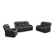 Black 3-Piece Cow Leather Reclining Living Room Set with Contrast Stitching