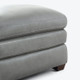 Gray Top-Grain Leather Square Ottoman with Layered Cushion and Block Feet