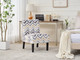 Blue Gray and Gold Chevron Print Armless Accent Chair with Wood Legs and Design