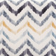 Blue Gray and Gold Chevron Print Armless Accent Chair with Wood Legs and Design