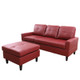 Red Faux Leather 2-Piece Living Room Set with Sofa and Loveseat and Construction